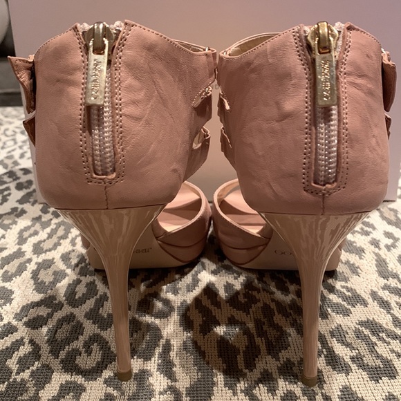 HOST PIC RARE JIMMY CHOO OYSTER POWDER PINK LEATHER PLATFORM SANDALS SIZE US 8 - Picture 10 of 12